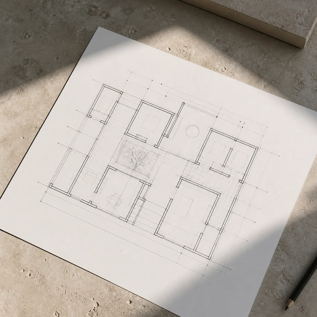 Plan et premières contraintes étudiés avant le cadrage architectural